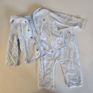 GAP Baby Reversible Outfit in Soft Blue And Blue White Stripes 6-12m
